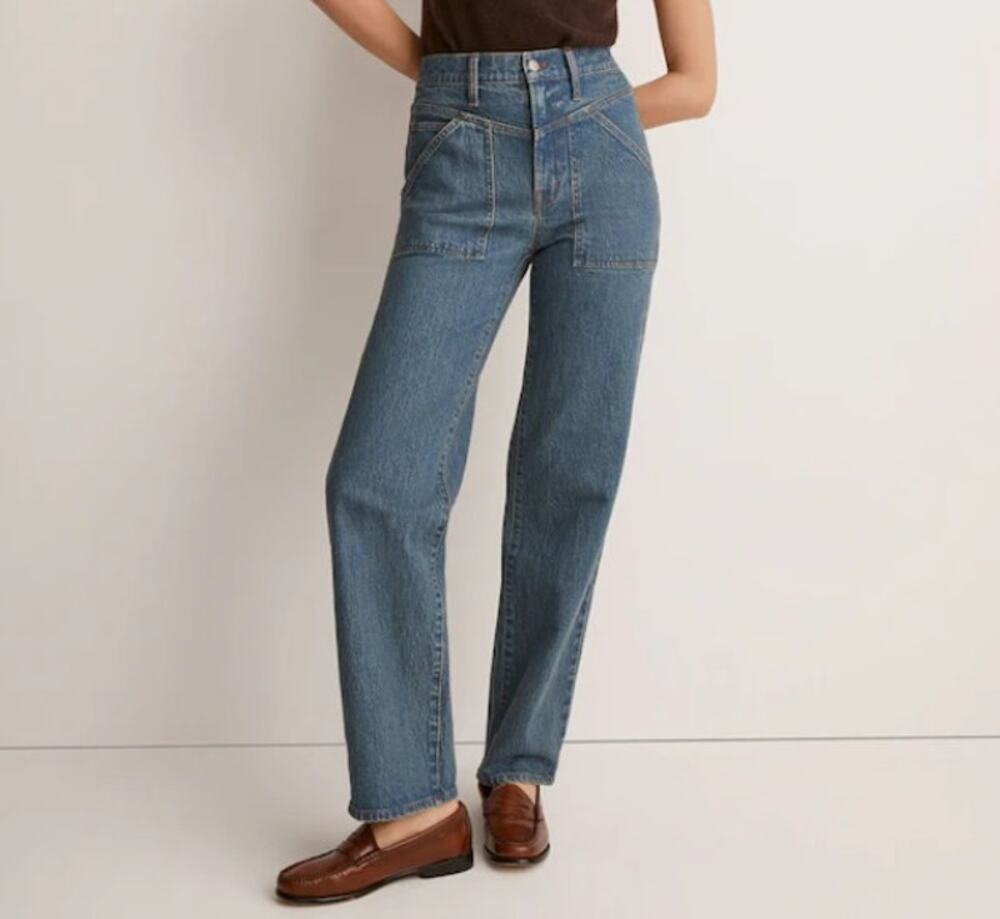 Madewell Perfect Vintage Wide Leg Jeans Womens 28 Patch Pocket High Rise
